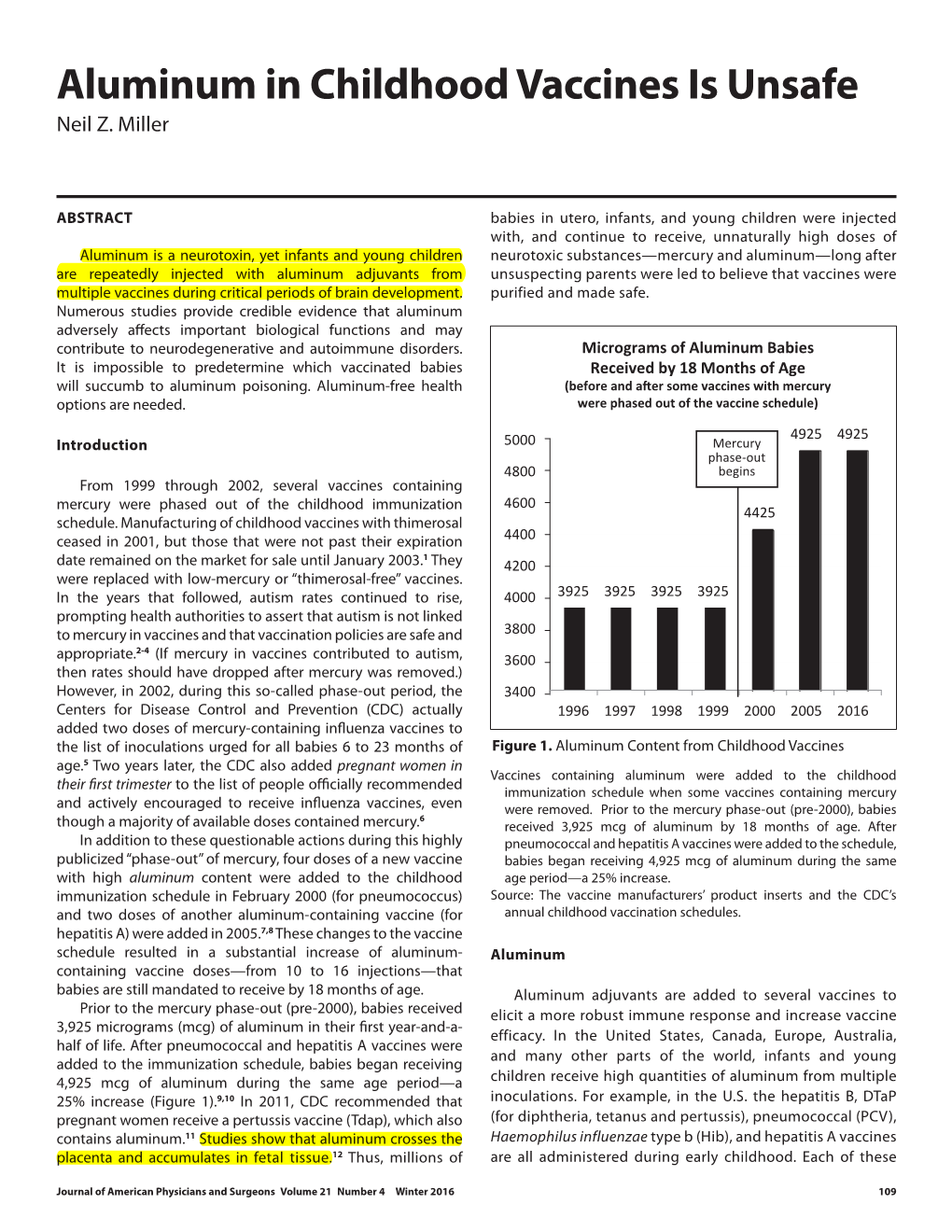 Aluminum in Childhood Vaccines Is Unsafe Neil Z