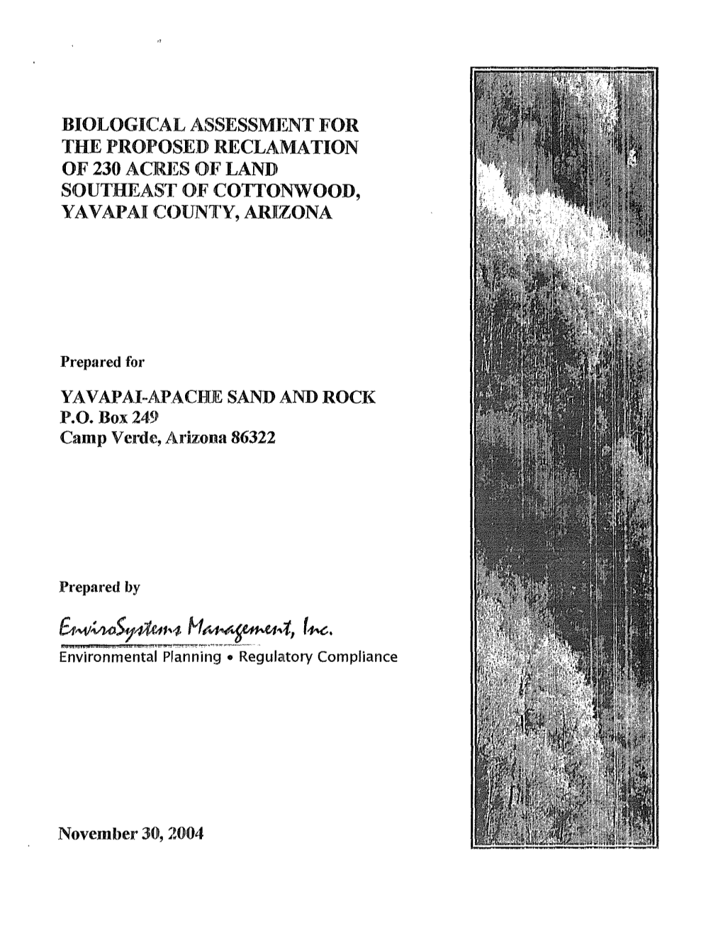 Yavapai Apache Sand & Rock: Biological Assessment