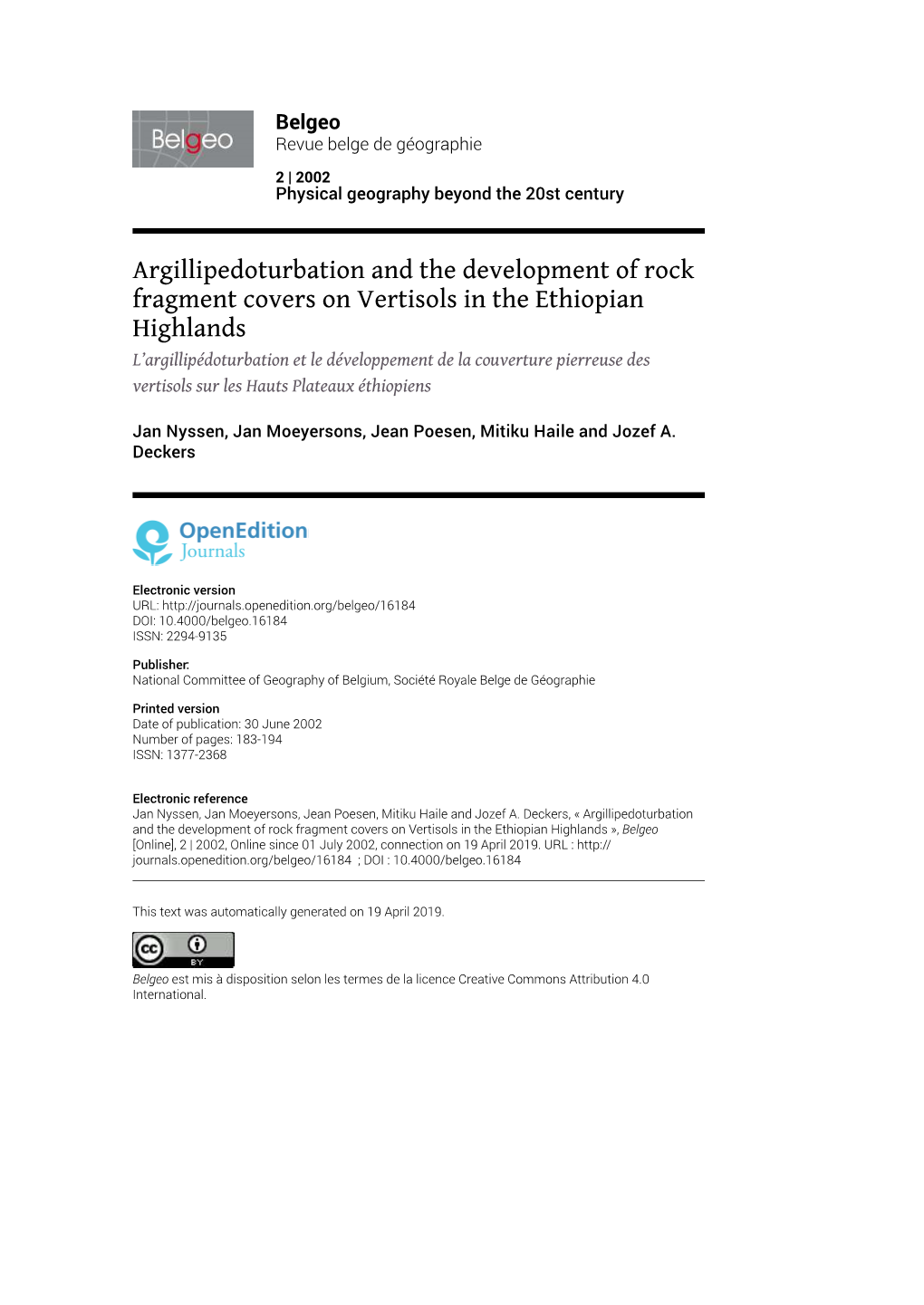 Argillipedoturbation and the Development of Rock Fragment