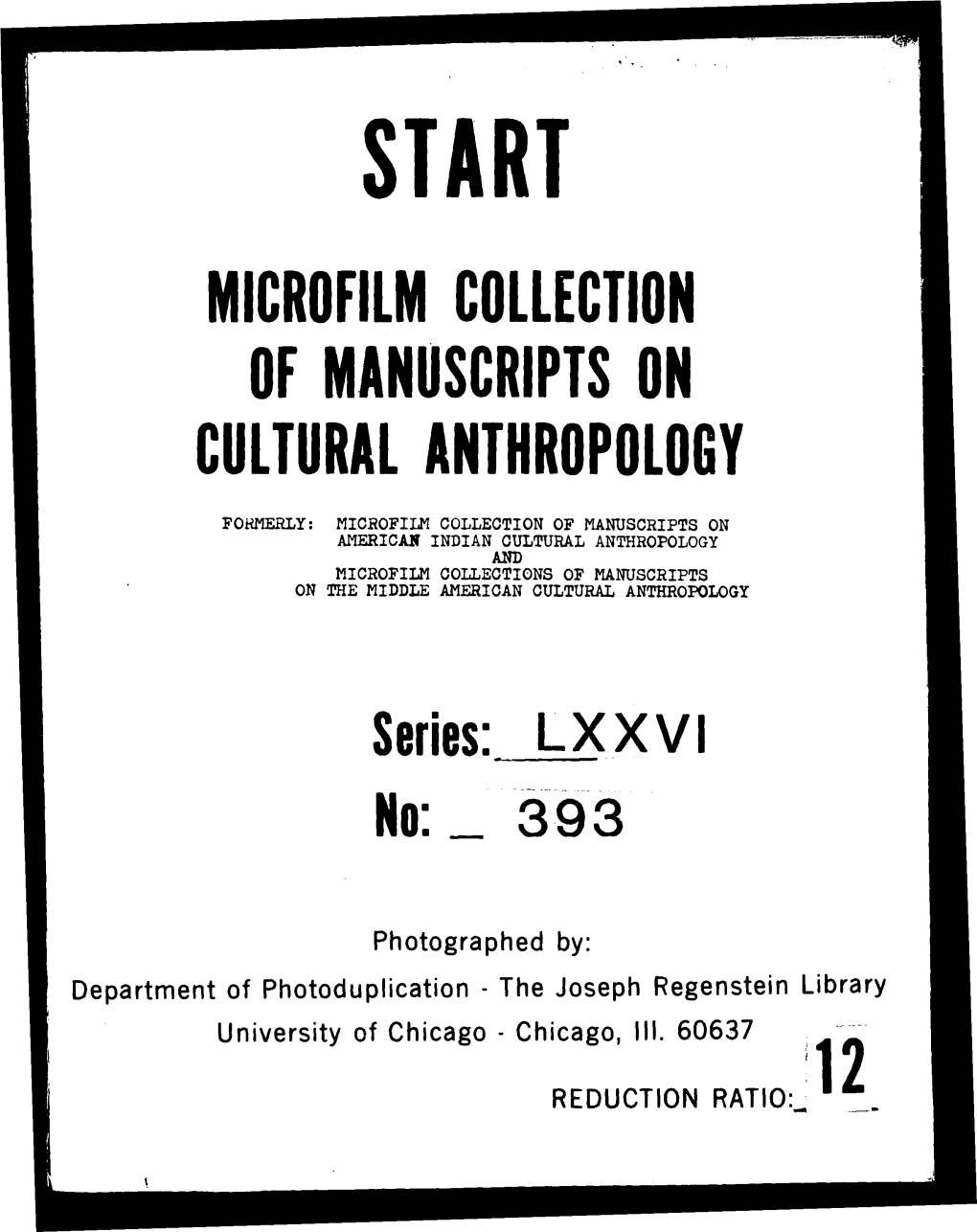 Microfilm Collection of Manuscripts on Cultural Anthr0p0l06y