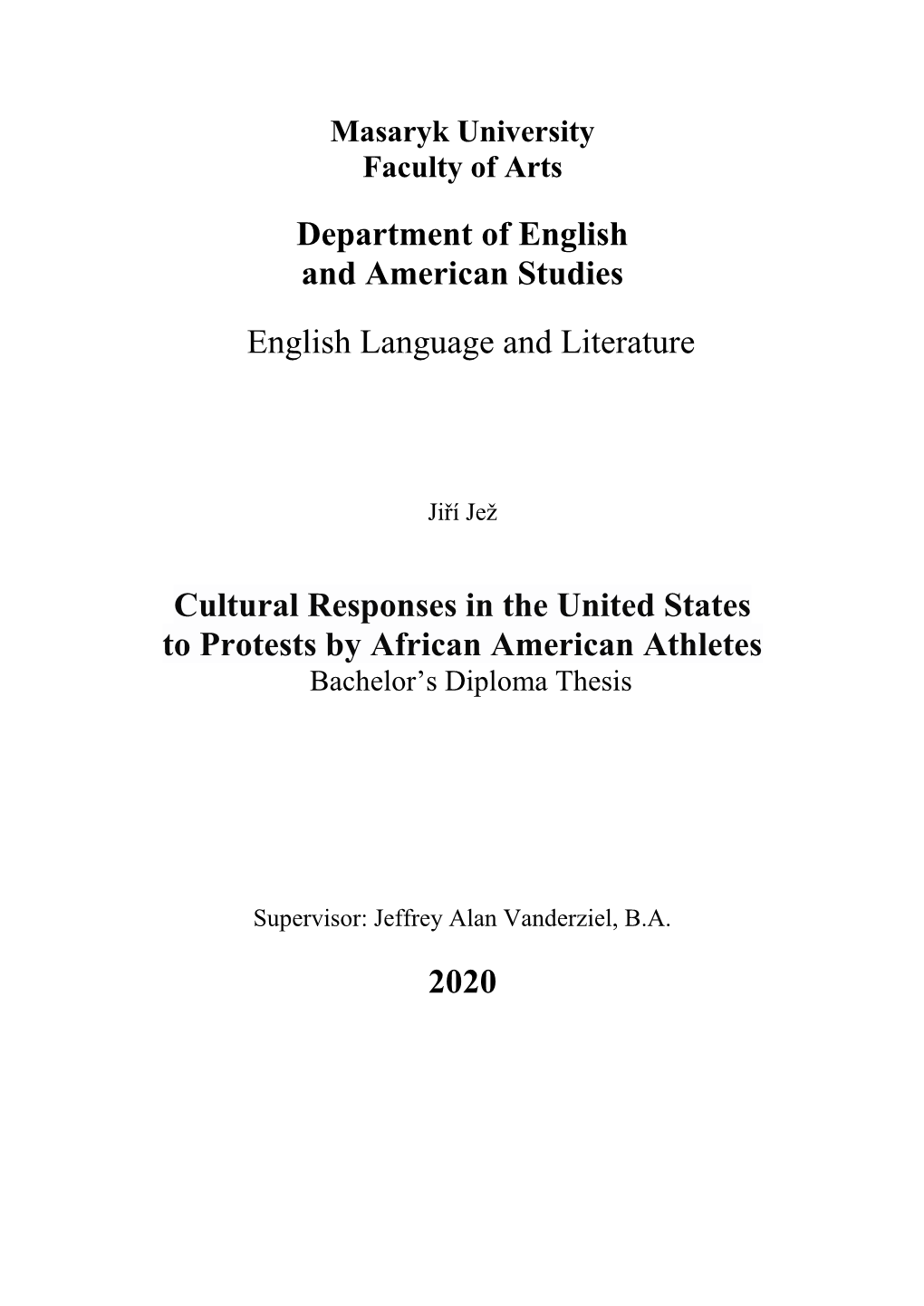 Department of English and American Studies English Language And