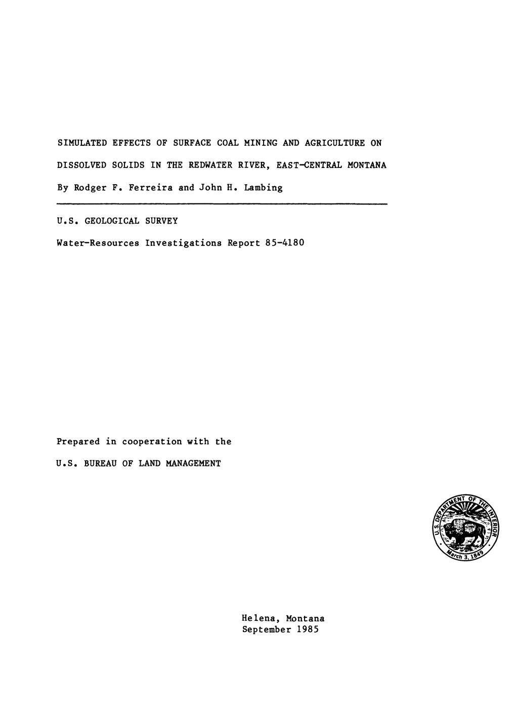 Simulated Effects of Surface Coal Mining and Agriculture On