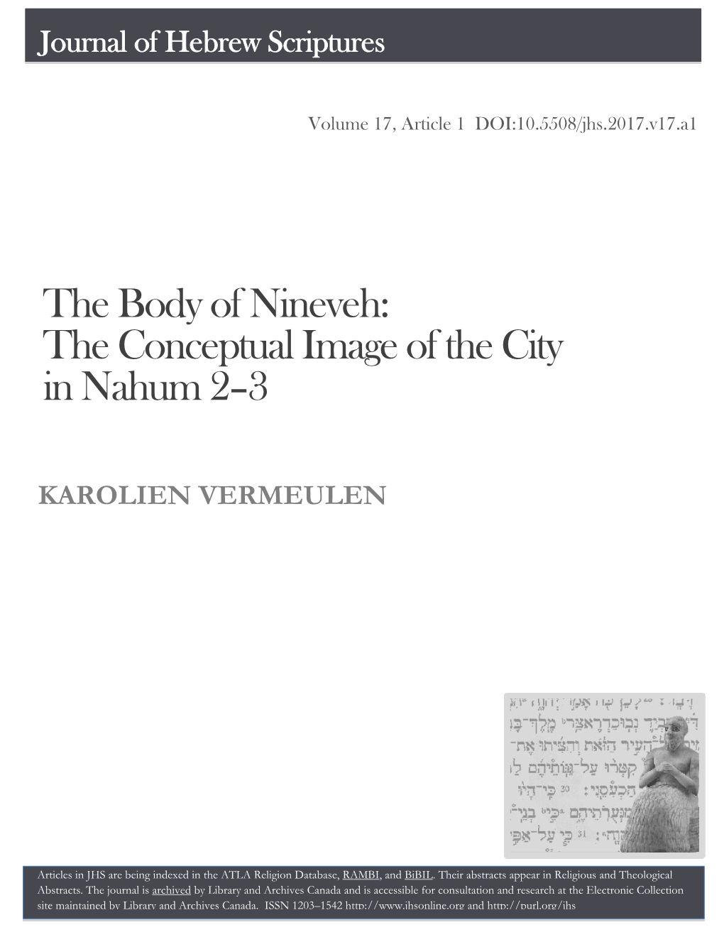 The Body of Nineveh: the Conceptual Image of the City in Nahum 2–3