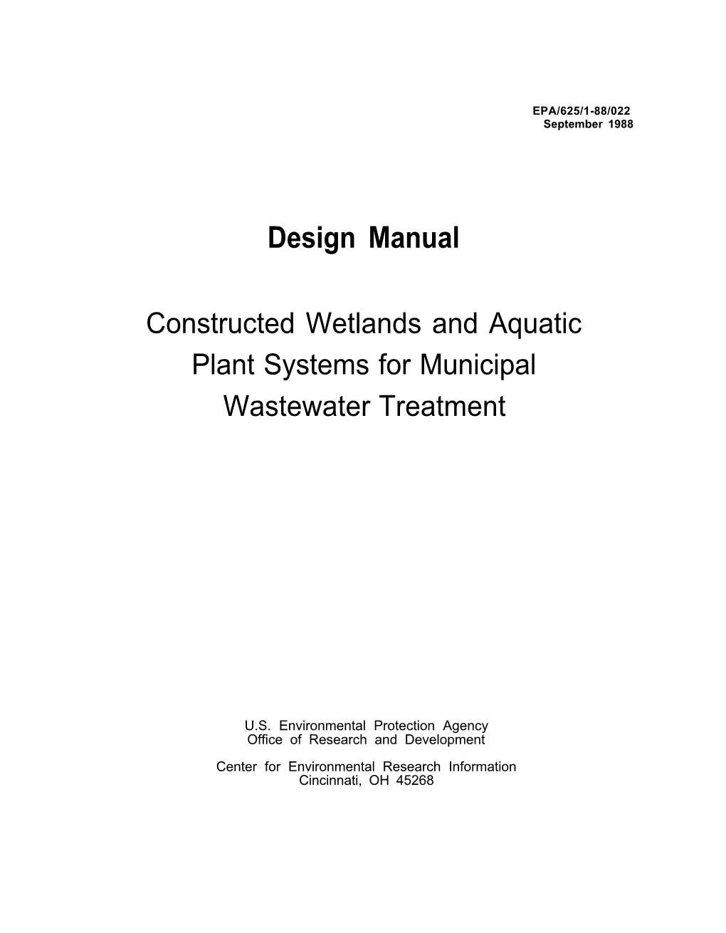 Constructed Wetlands Design Manual