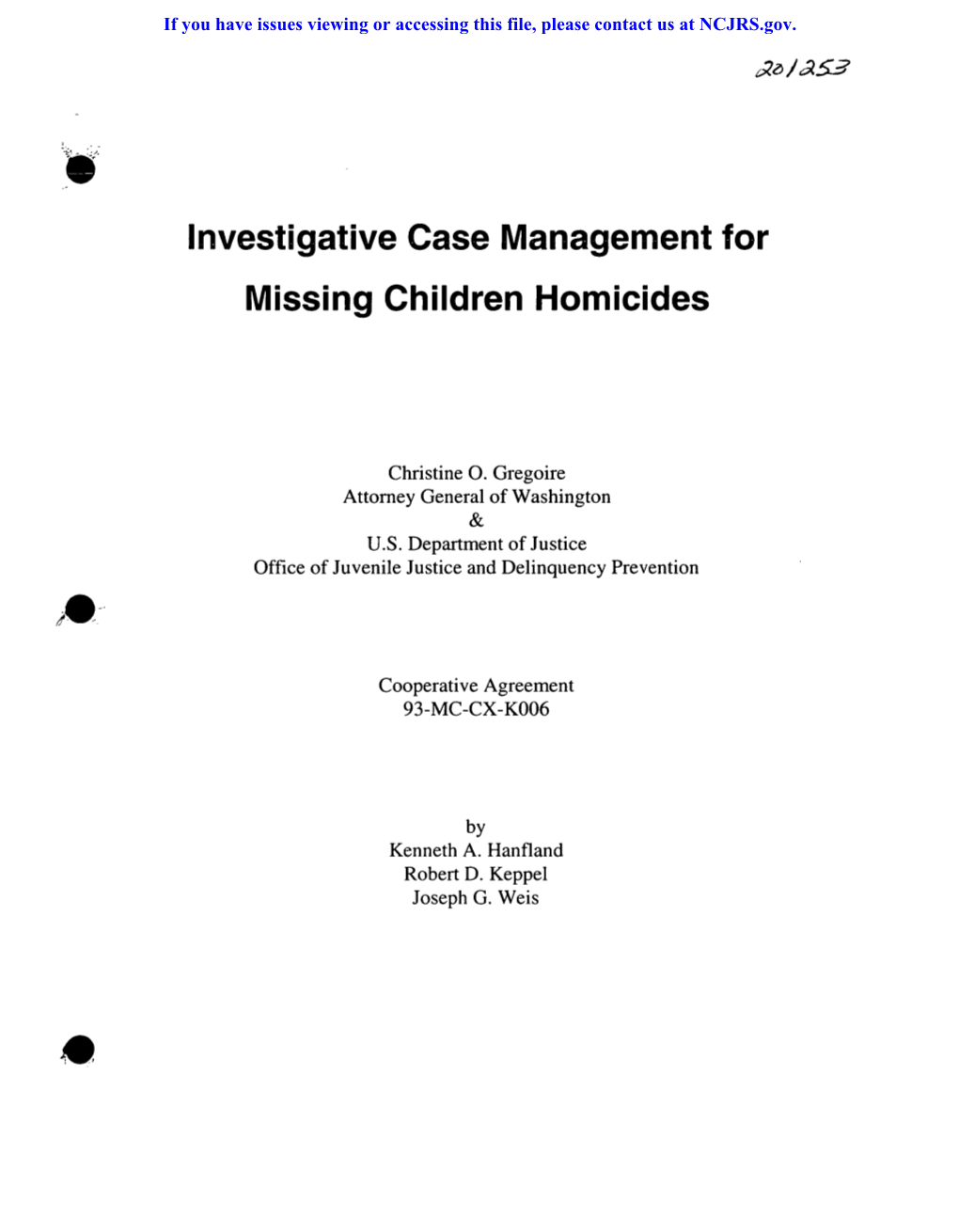 Investigative Case Management for Missing Children Homicides