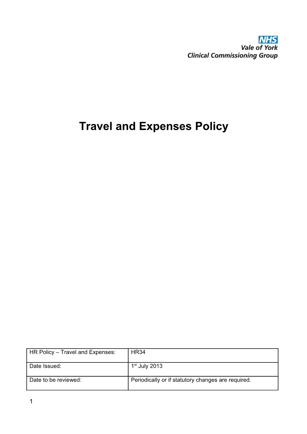 Travel and Expenses Policy