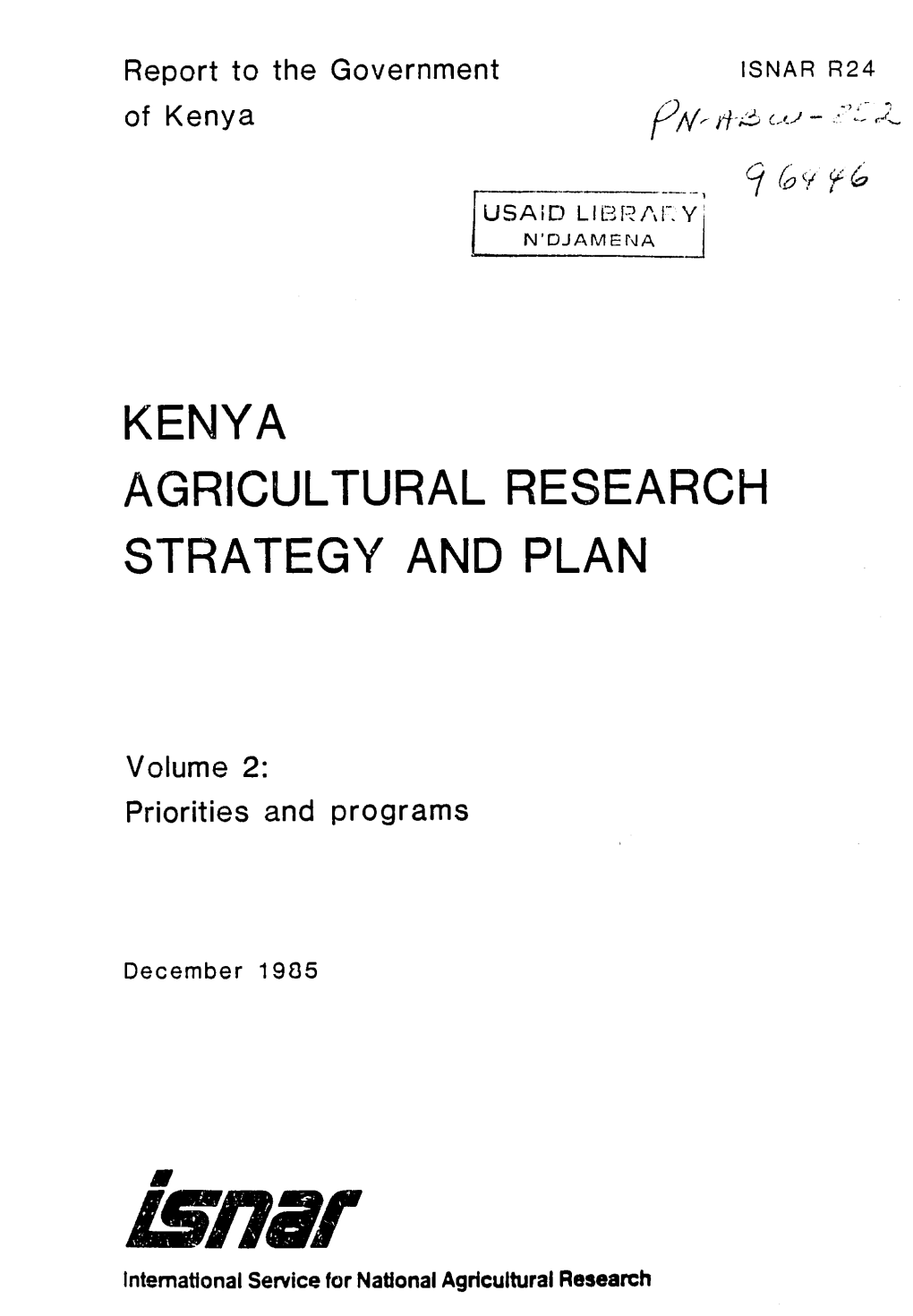 Kenya Agricultural Research Strategy and Plan