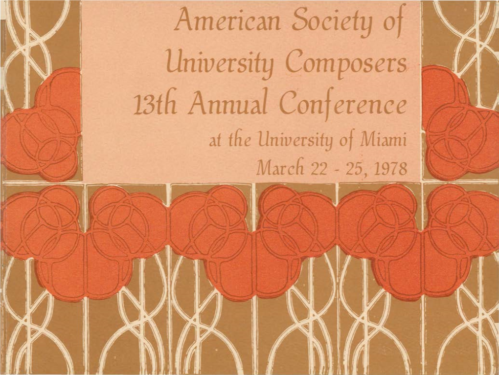 At the University of Miami March 22 - 25, 1978 a S U C 13Tfi Annua L Con Ference