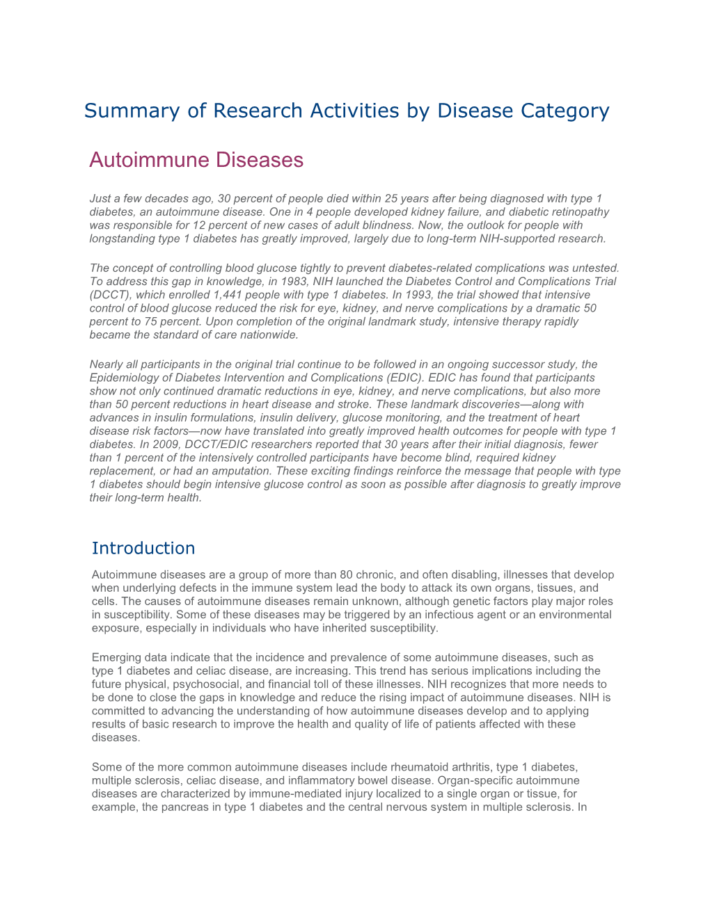 NIH Biennial Report 2008-2009 Autoimmune Diseases