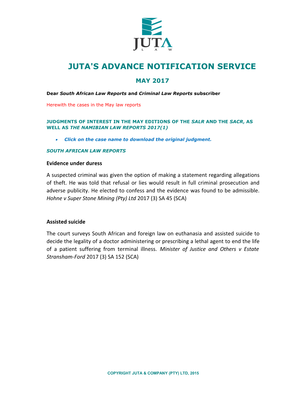 Juta's Advance Notification Service s6