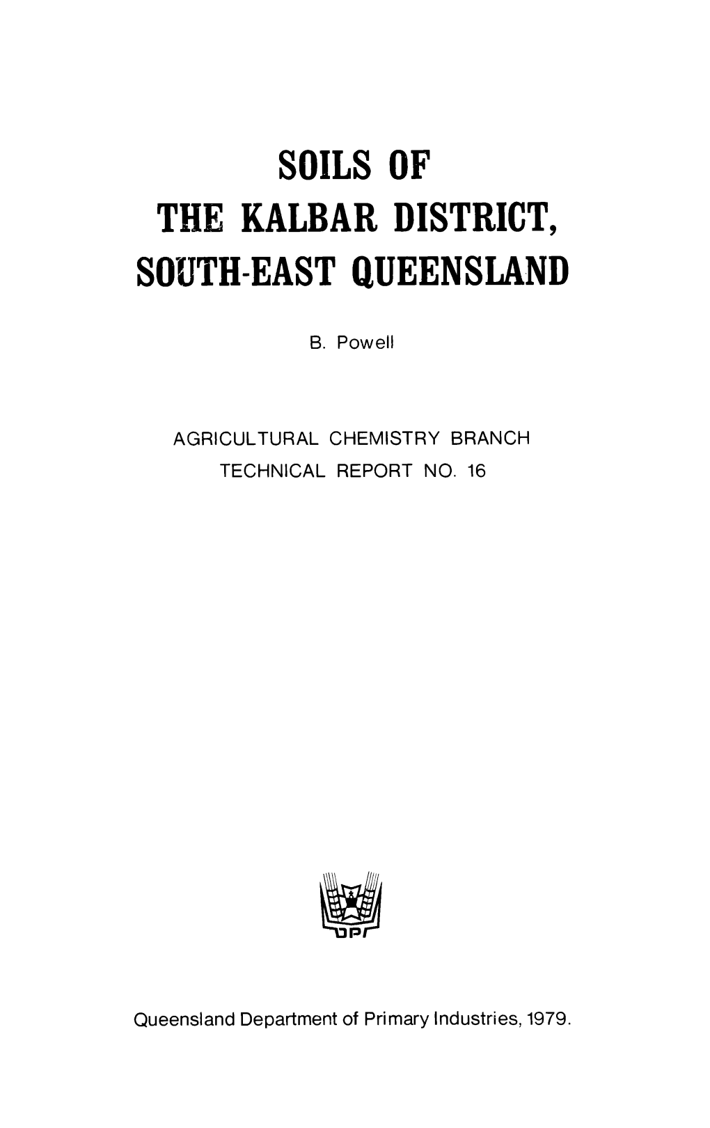 Soils of the Kalbar District, South-East Queensland