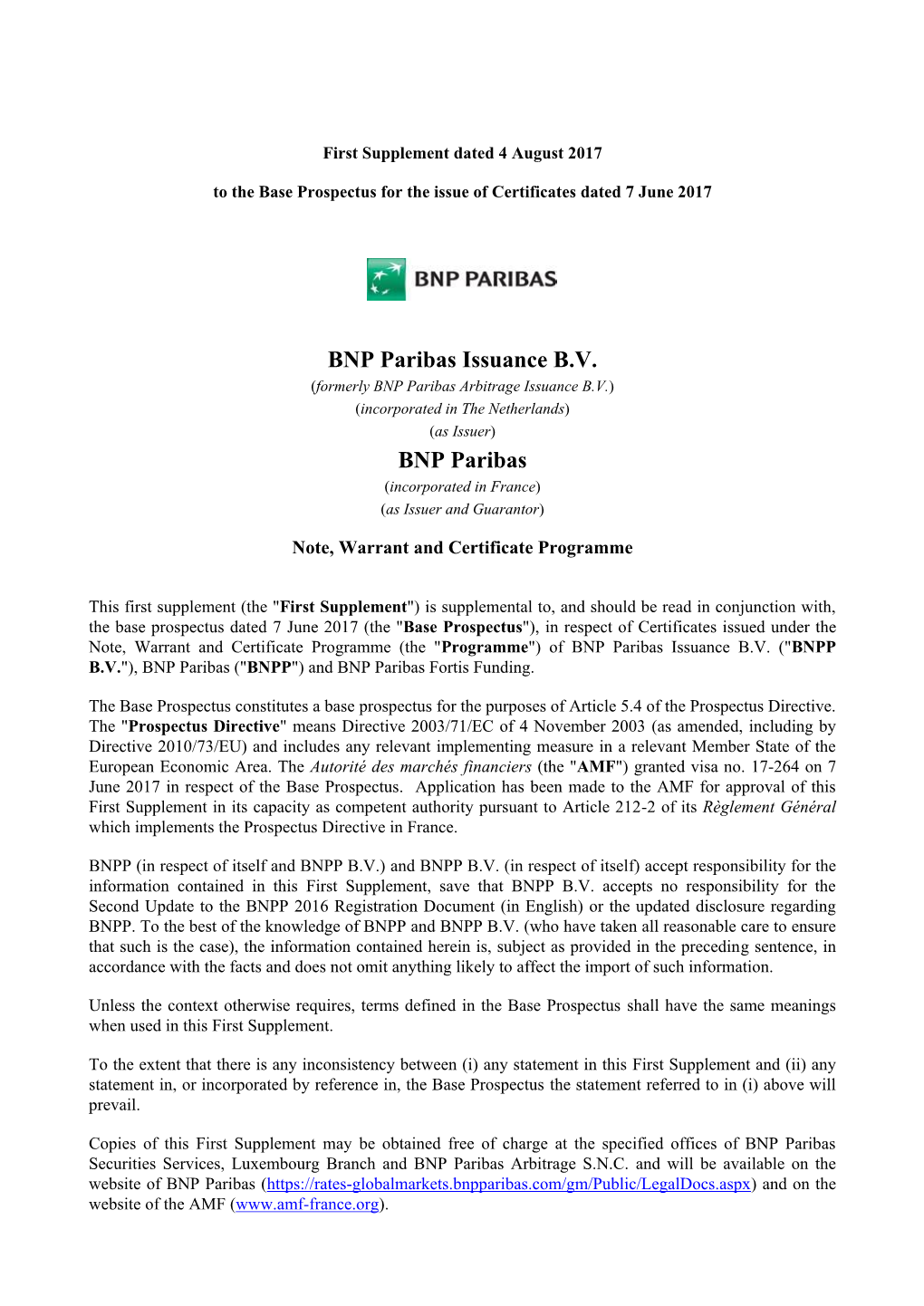 BNP Paribas Issuance B.V