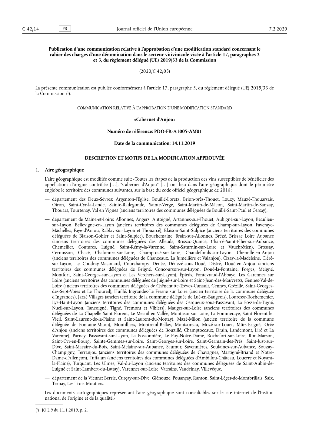 Publication D'une Communication Relative À L'approbation D'une