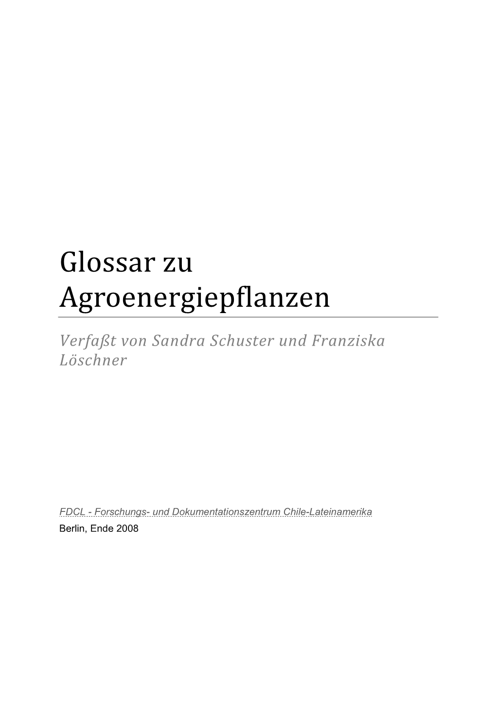 Glossar Zu Agroenergiepflanzen