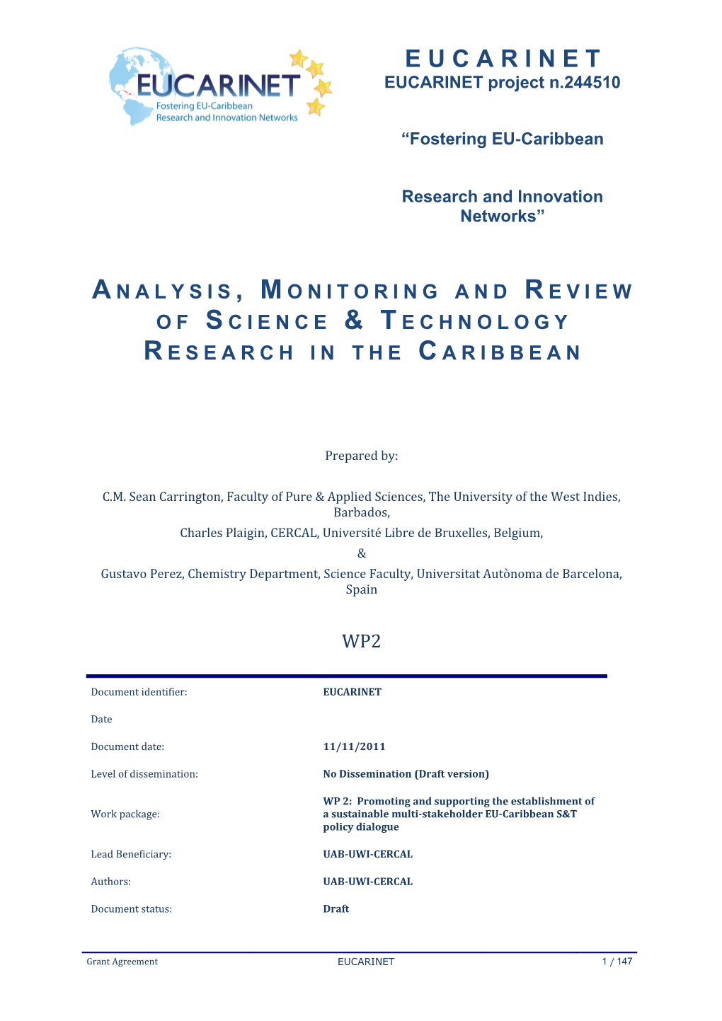 Analysis, Monitoring and Review of Science & Technology Research in the Caribbean