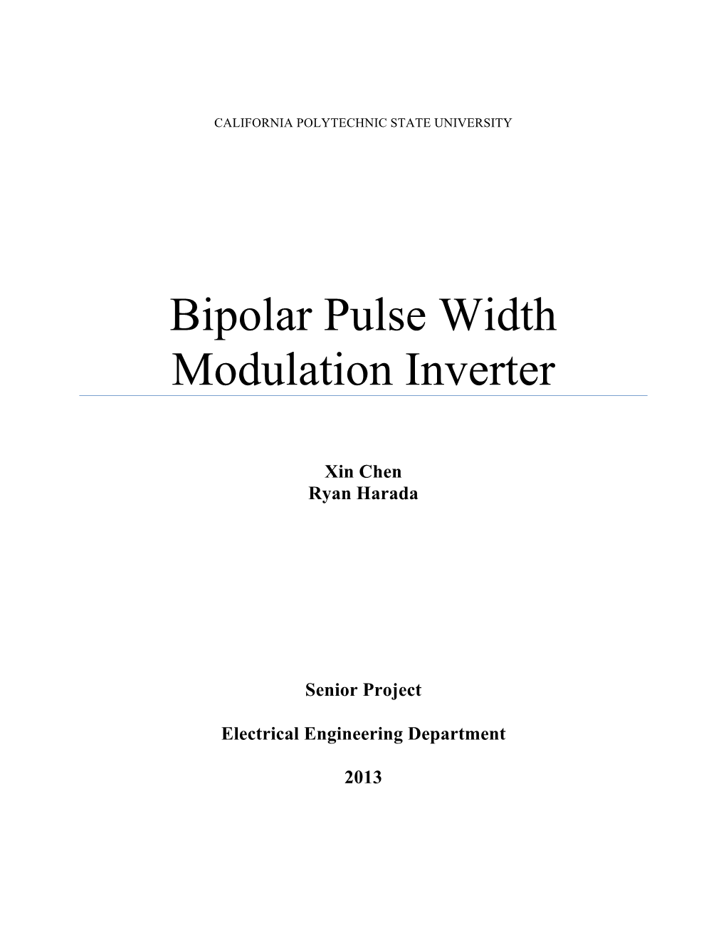 Bipolar Pulse Width Modulation Inverter