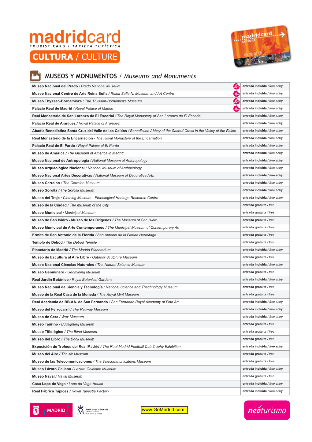 MUSEOS Y MONUMENTOS / Museums and Monuments