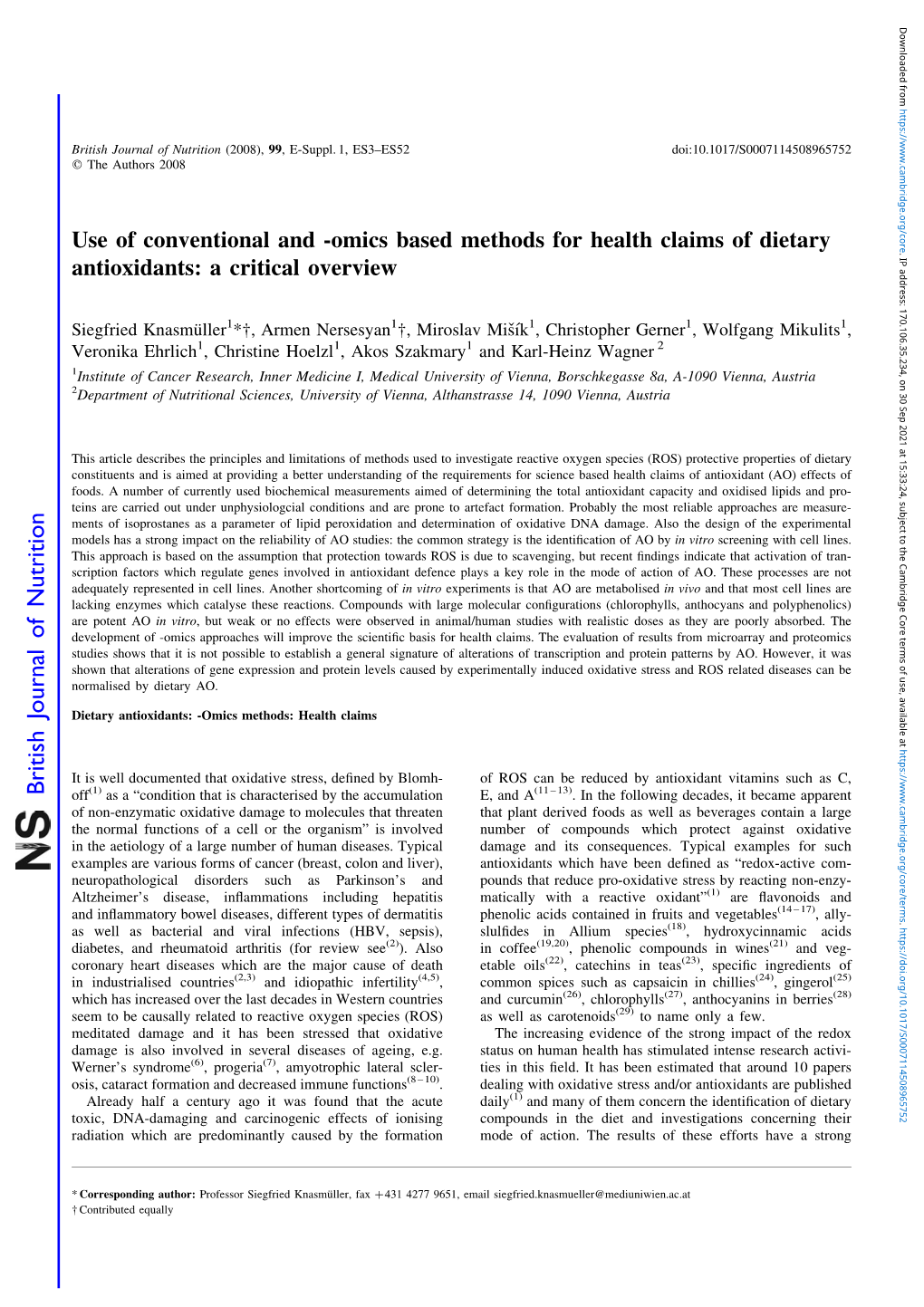 Omics Based Methods for Health Claims of Dietary Antioxidants