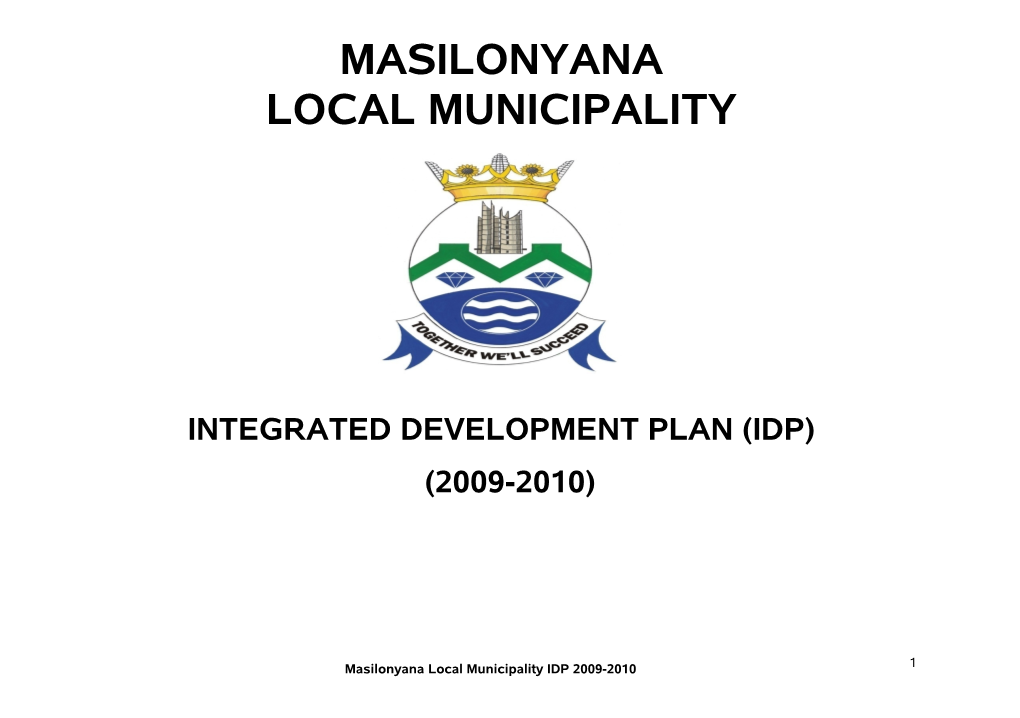 Integrated Development Plan (Idp) (2009-2010)