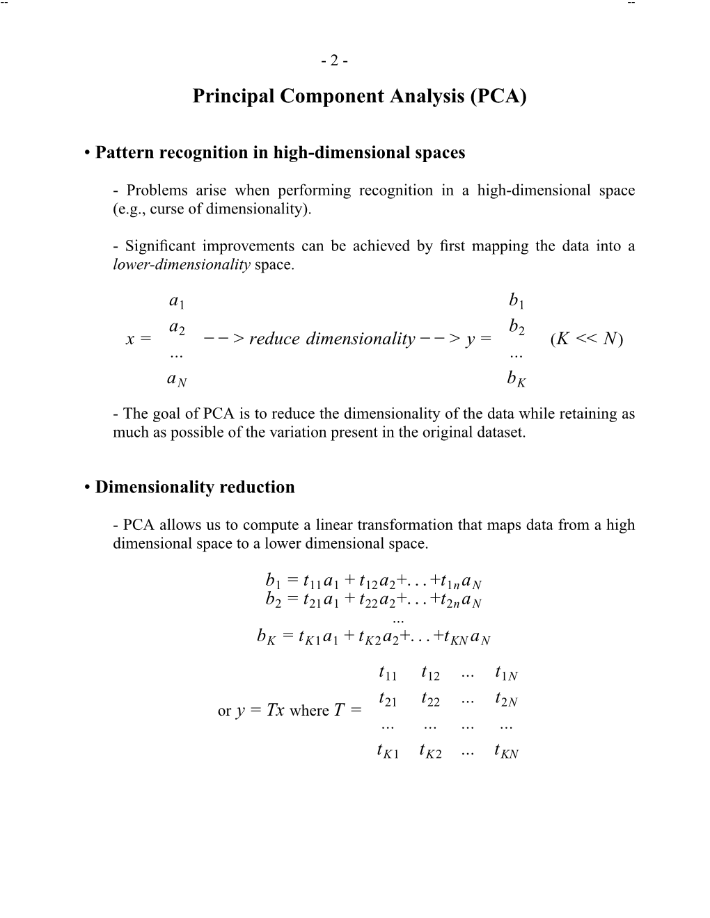 Principal Component Analysis (PCA)