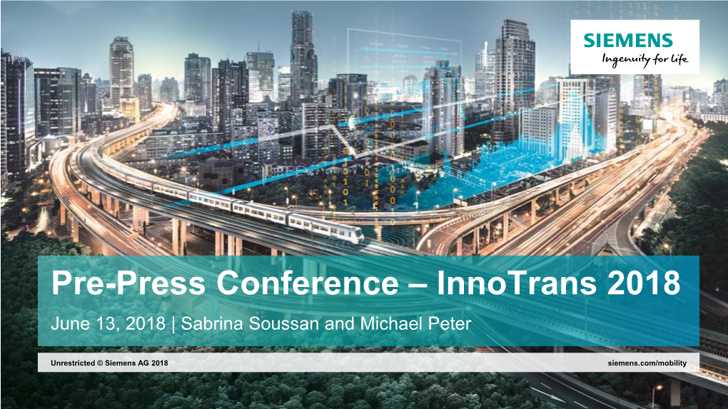 Pre-Press Conference – Innotrans 2018