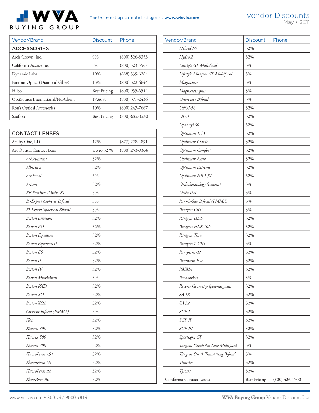 Vendor Discounts May • 2011