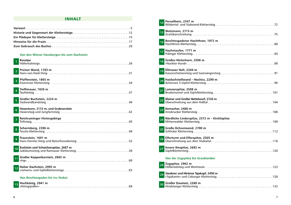 Inhalt 14 Persailhorn, 2347 M Wildental- Und Südwand-Klettersteig