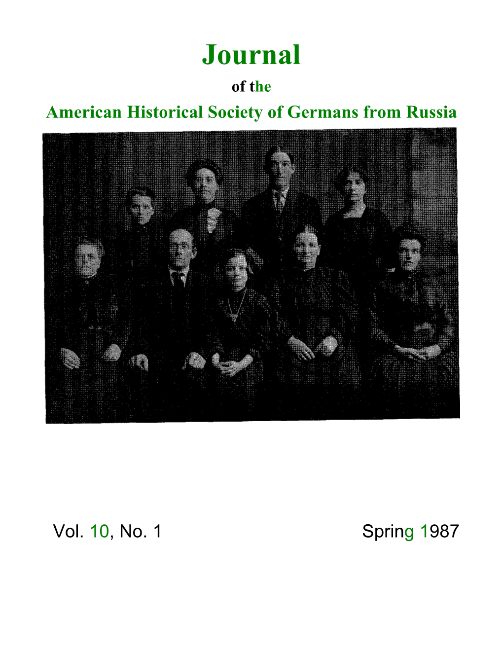 Journal of the American Historical Society of Germans from Russia