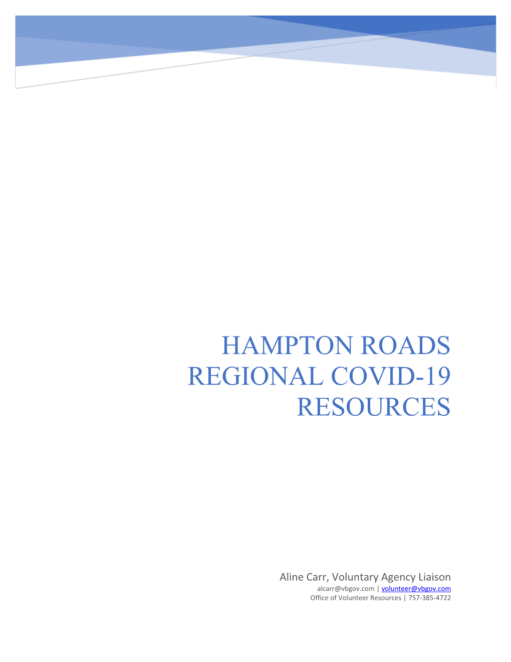 Hampton Roads Regional Covid-19 Resources