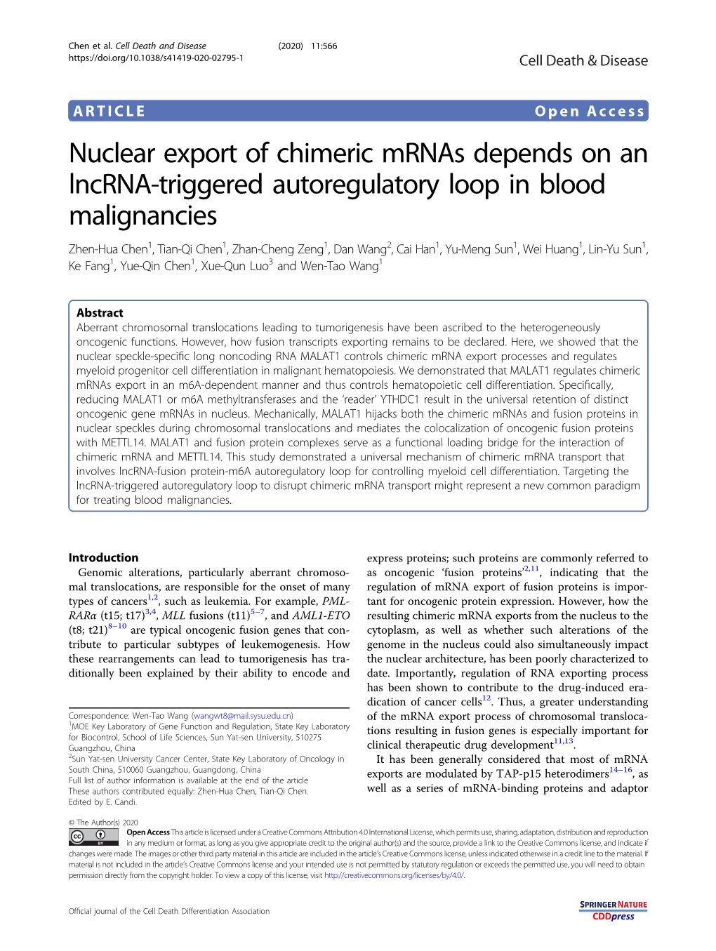 Nuclear Export of Chimeric Mrnas Depends on an Lncrna-Triggered