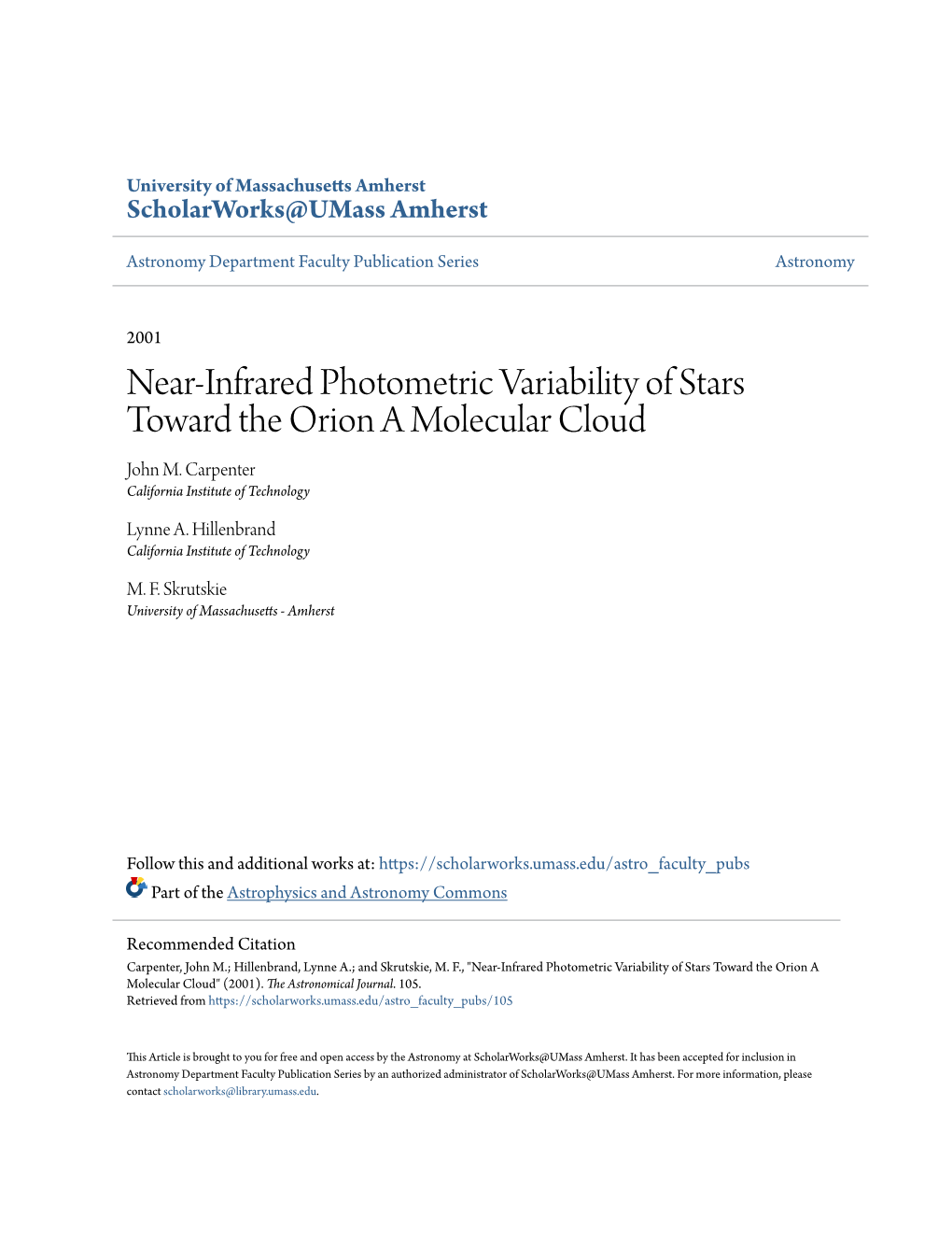 Near-Infrared Photometric Variability of Stars Toward the Orion a Molecular Cloud John M