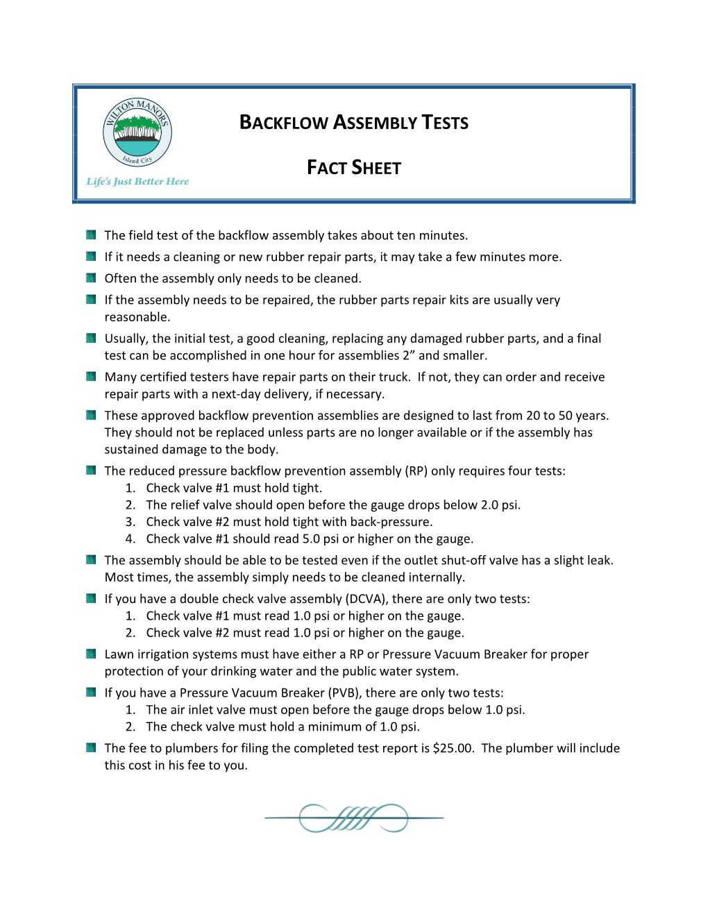 Backflow Assembly Tests Fact Sheet