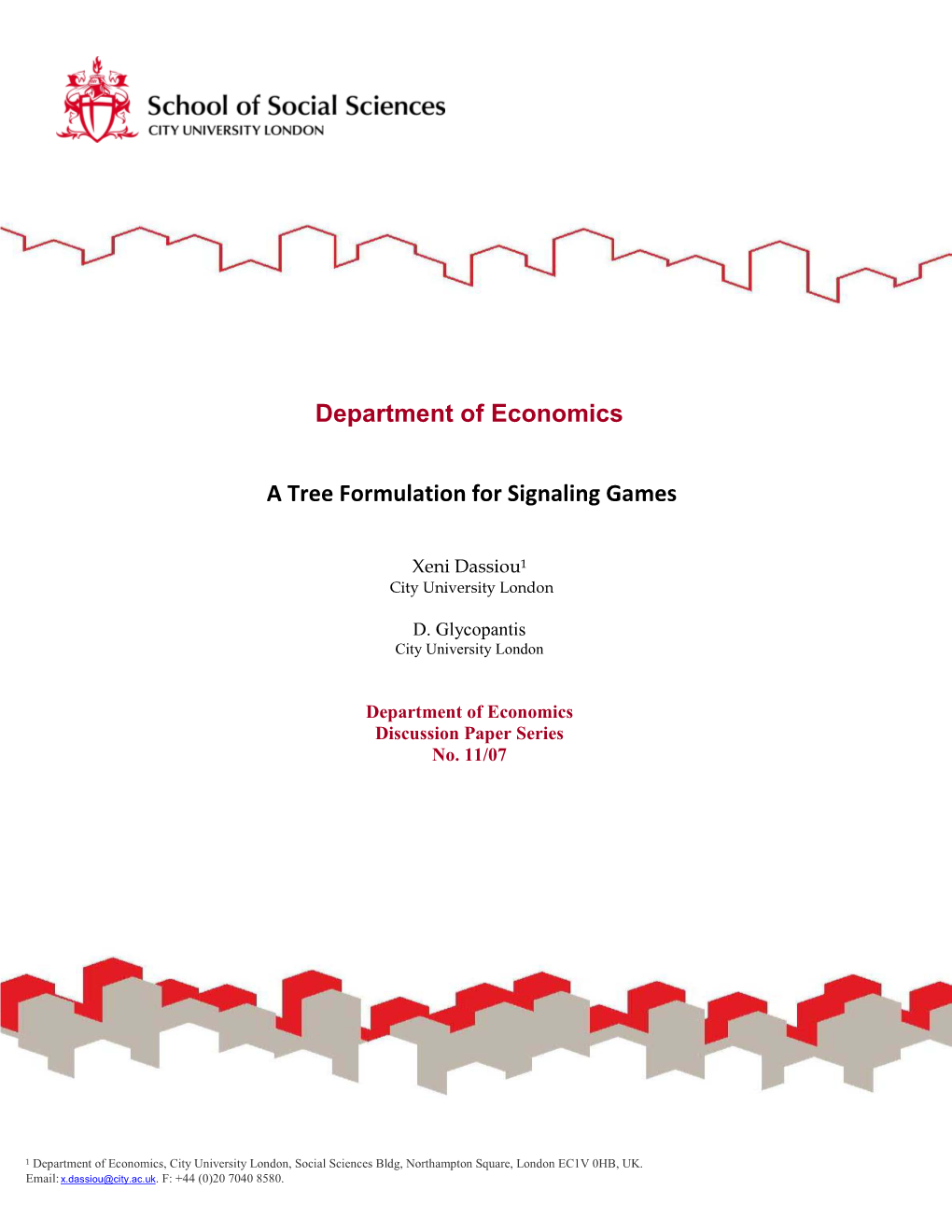 Department of Economics a Tree Formulation for Signaling Games