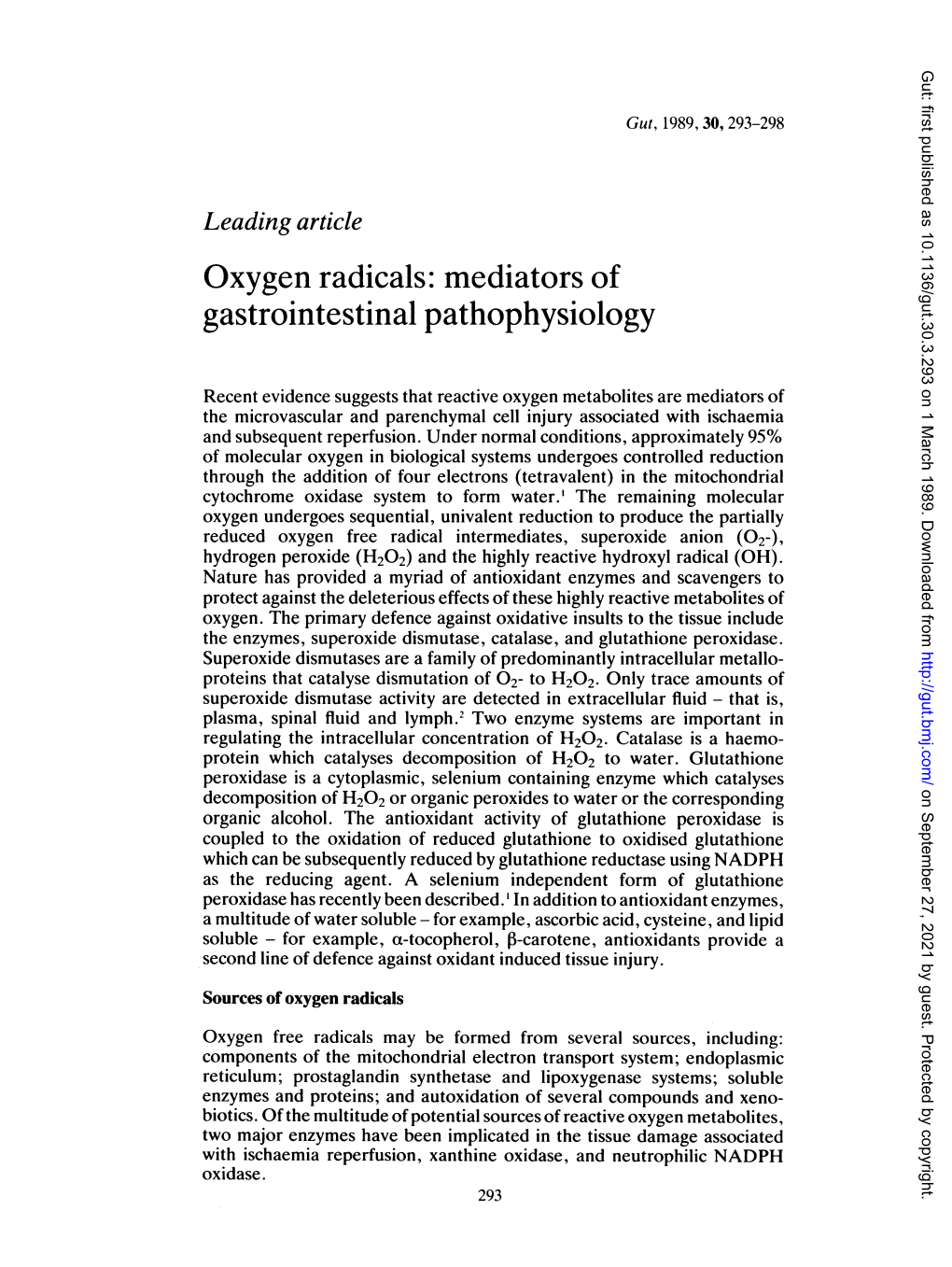 Oxygen Radicals: Mediators of Gastrointestinal Pathophysiology