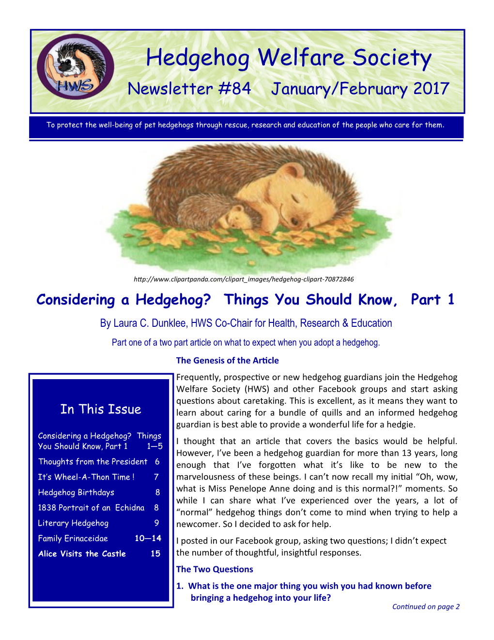 HWS Newsletter Volume 84