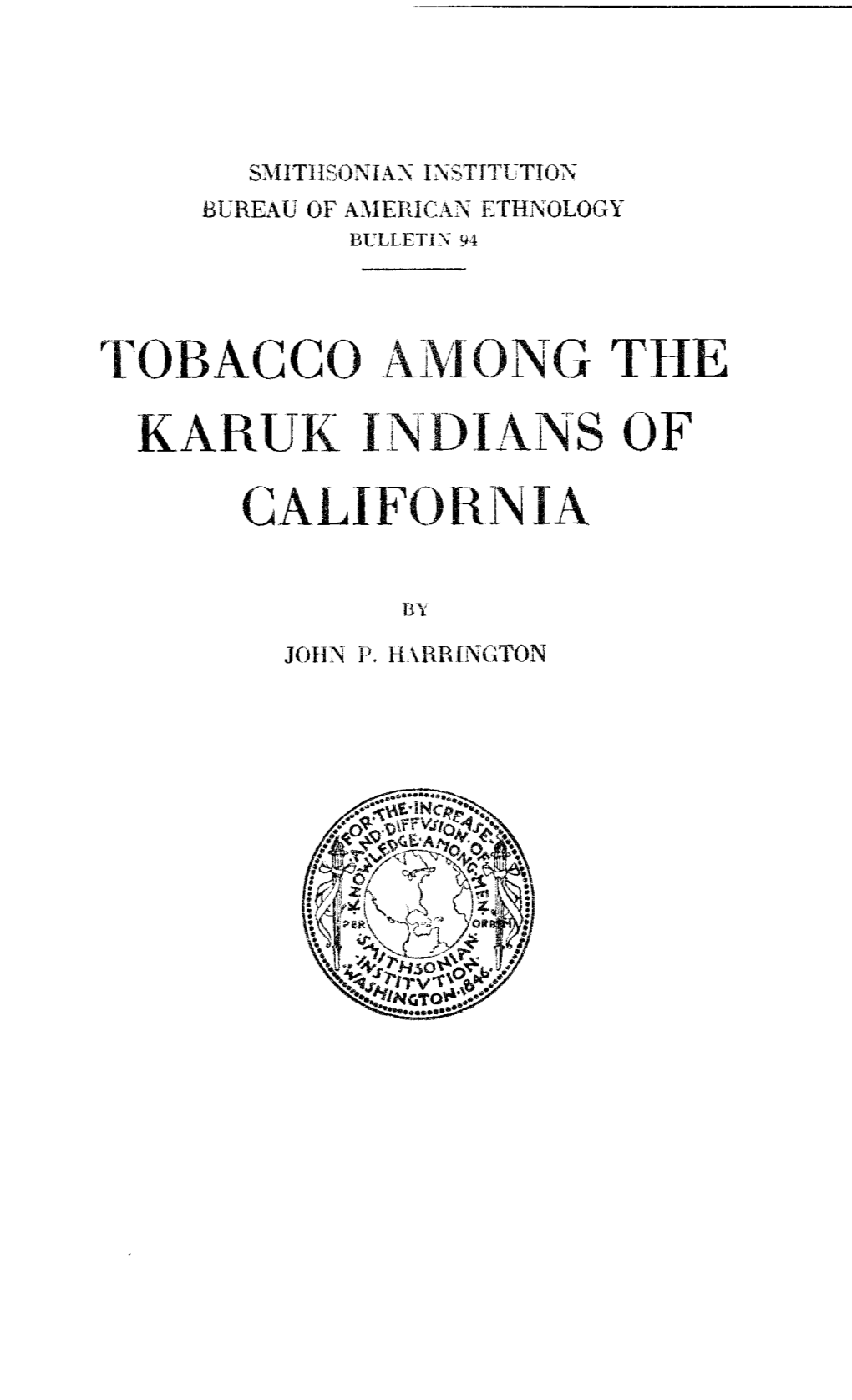 TOBACCO AIONG the KARUK Indiains of CALIFORIN IA