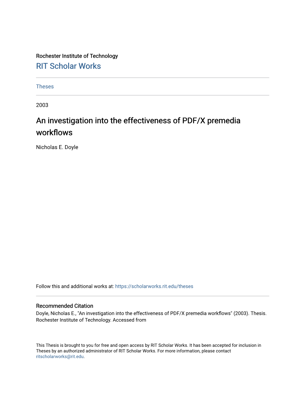 An Investigation Into the Effectiveness of PDF/X Premedia Workflows