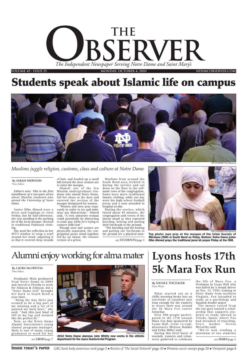 Students Speak About Islamic Life on Campus Lyons Hosts 17Th 5K Mara