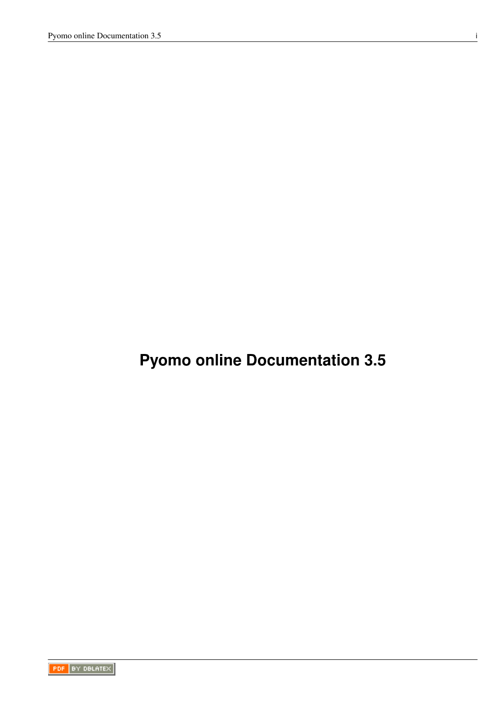 Pyomo Online Documentation 3.5 I