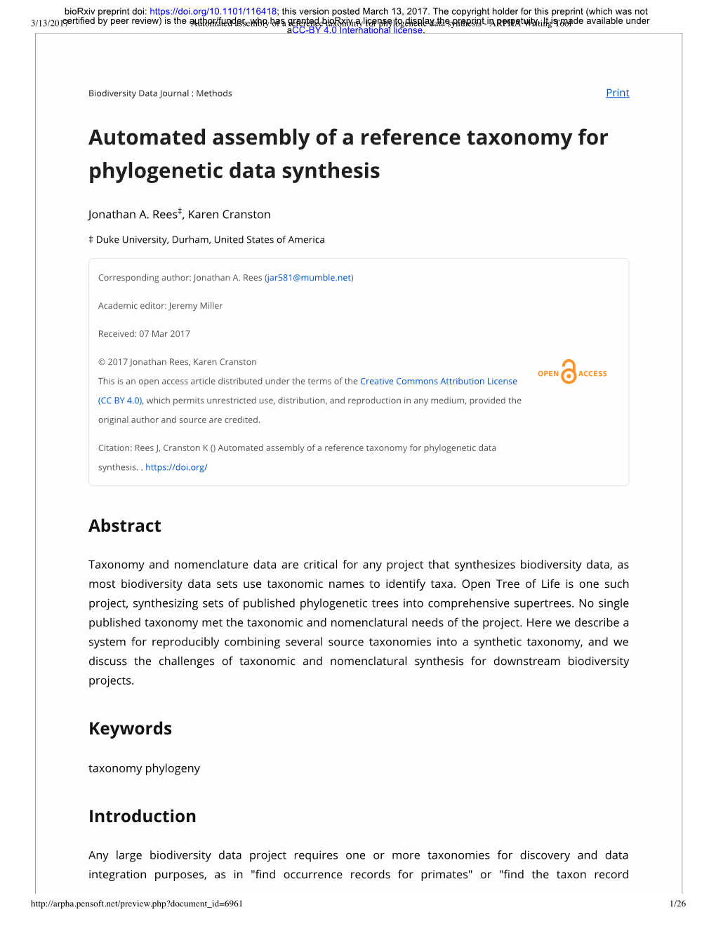 Automated Assembly of a Reference Taxonomy for Phylogenetic Data Synthesis