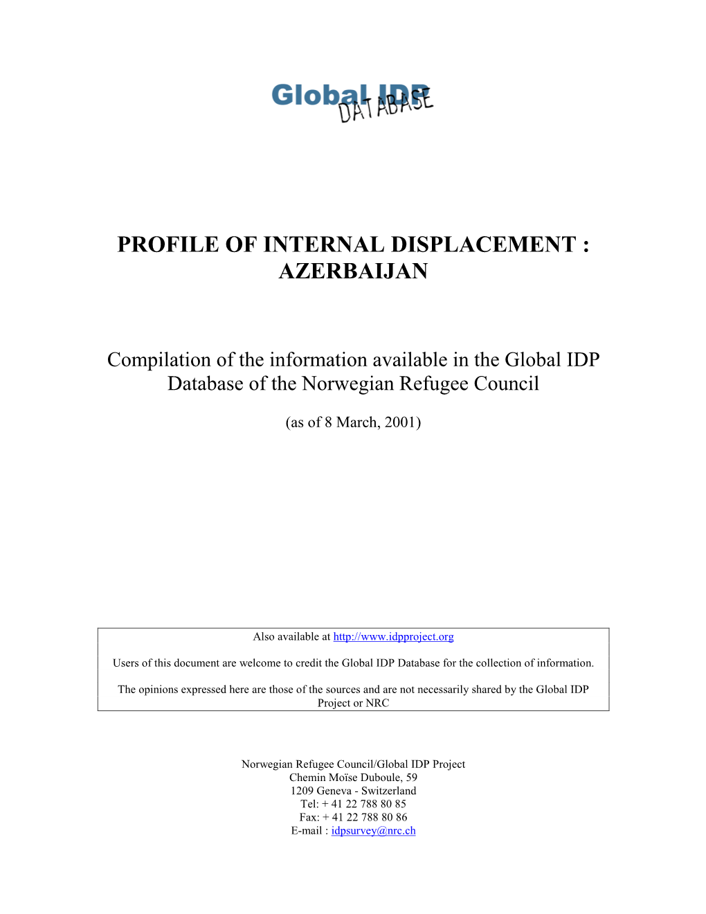 Profile of Internal Displacement : Azerbaijan