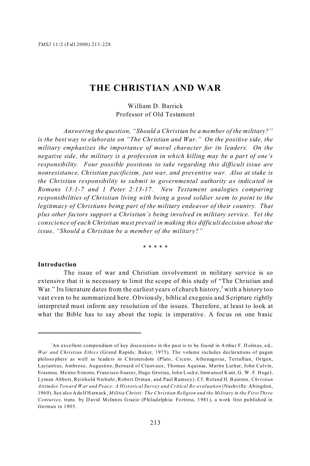The Christian and War