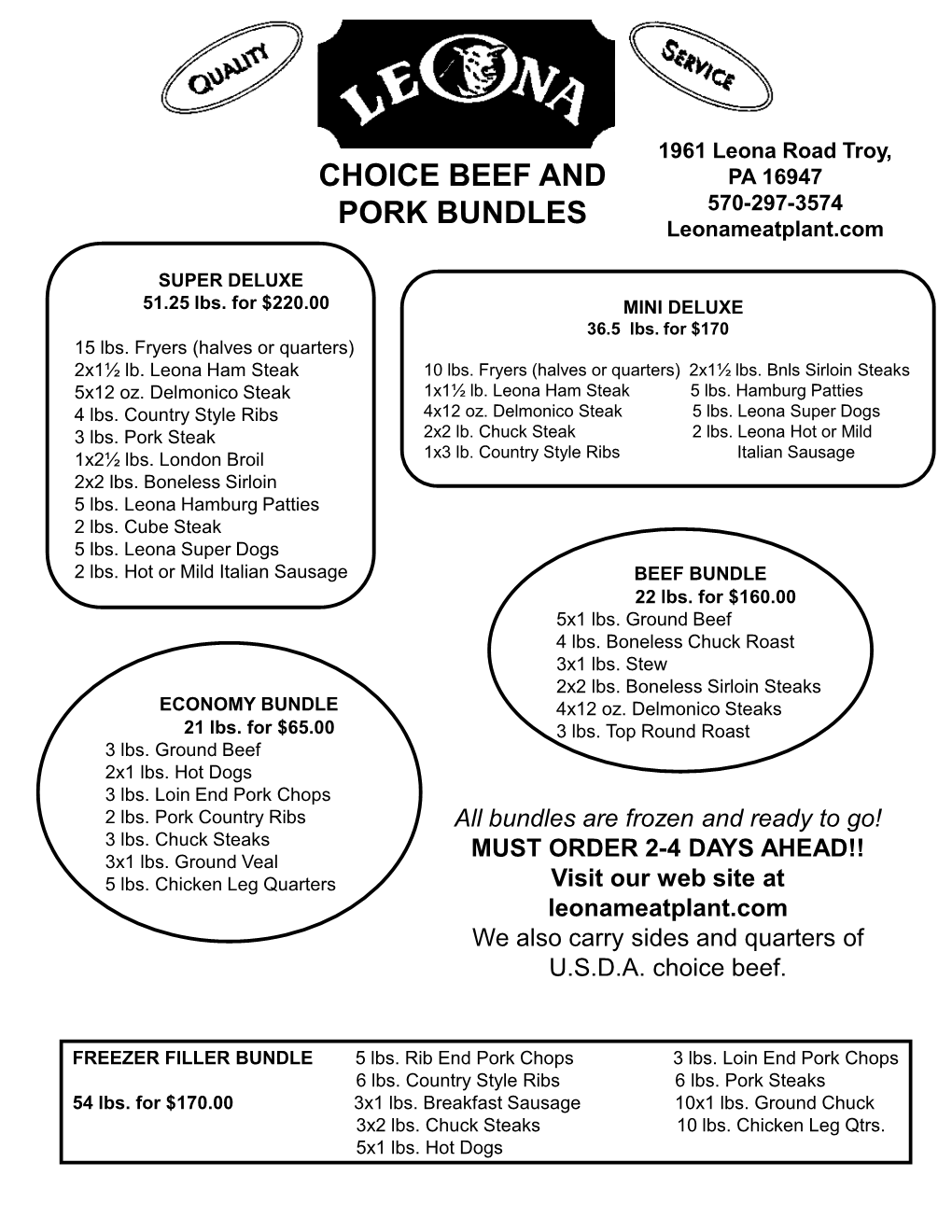 Choice Beef and Pork Bundles