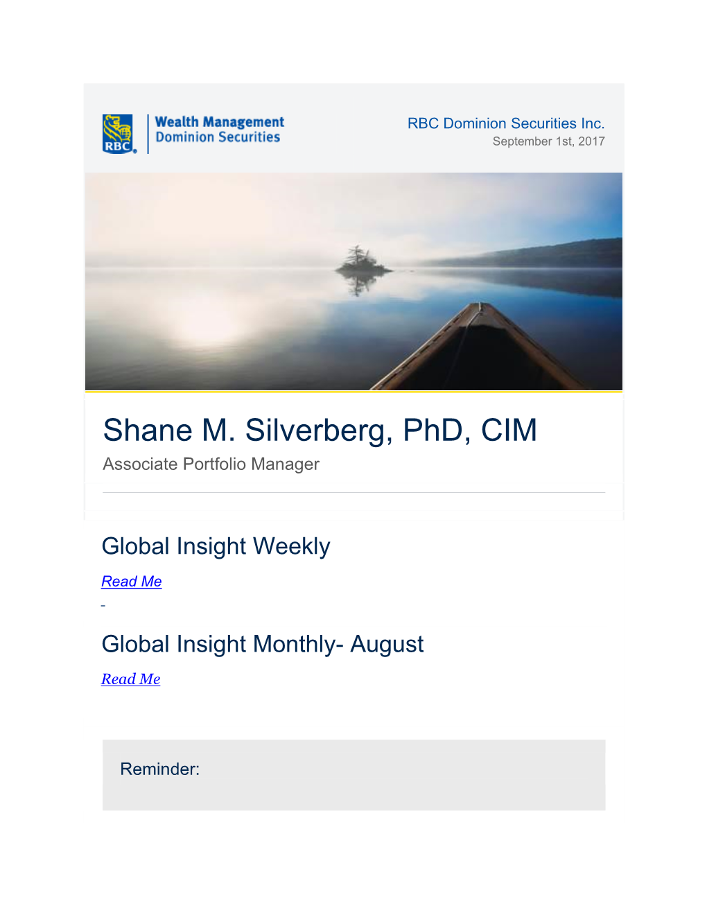 Shane M. Silverberg, Phd, CIM Associate Portfolio Manager