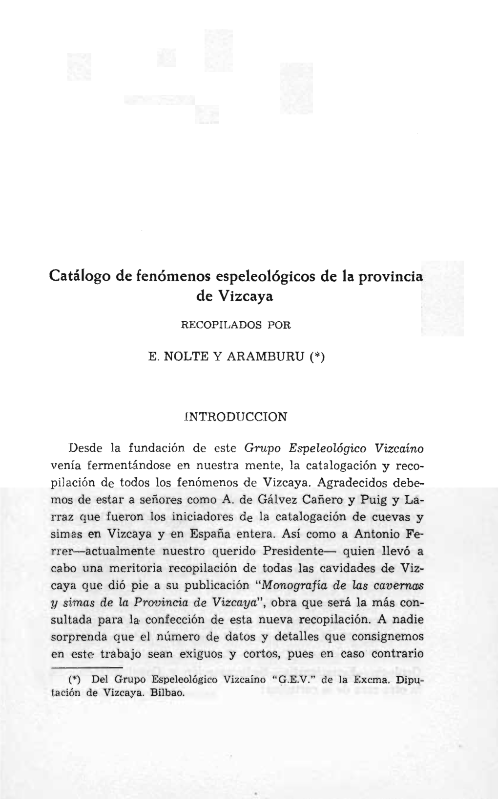 Catálogo De Fenómenos Espeleológicos De La Provincia De Vizcaya