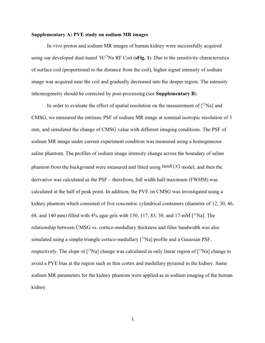 Supplementary A: PVE Study on Sodium MR Images