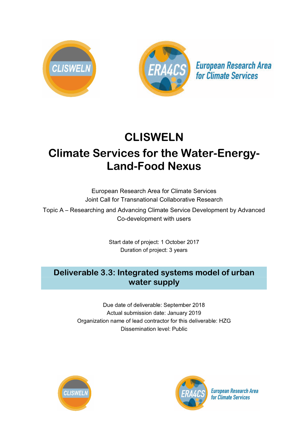 CLISWELN Climate Services for the Water-Energy- Land-Food Nexus