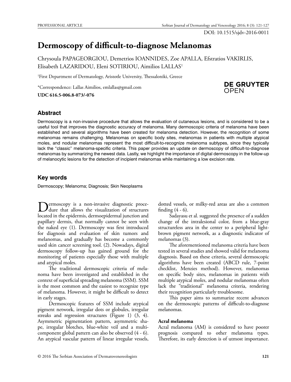 Dermoscopy of Difficult-To-Diagnose Melanomas