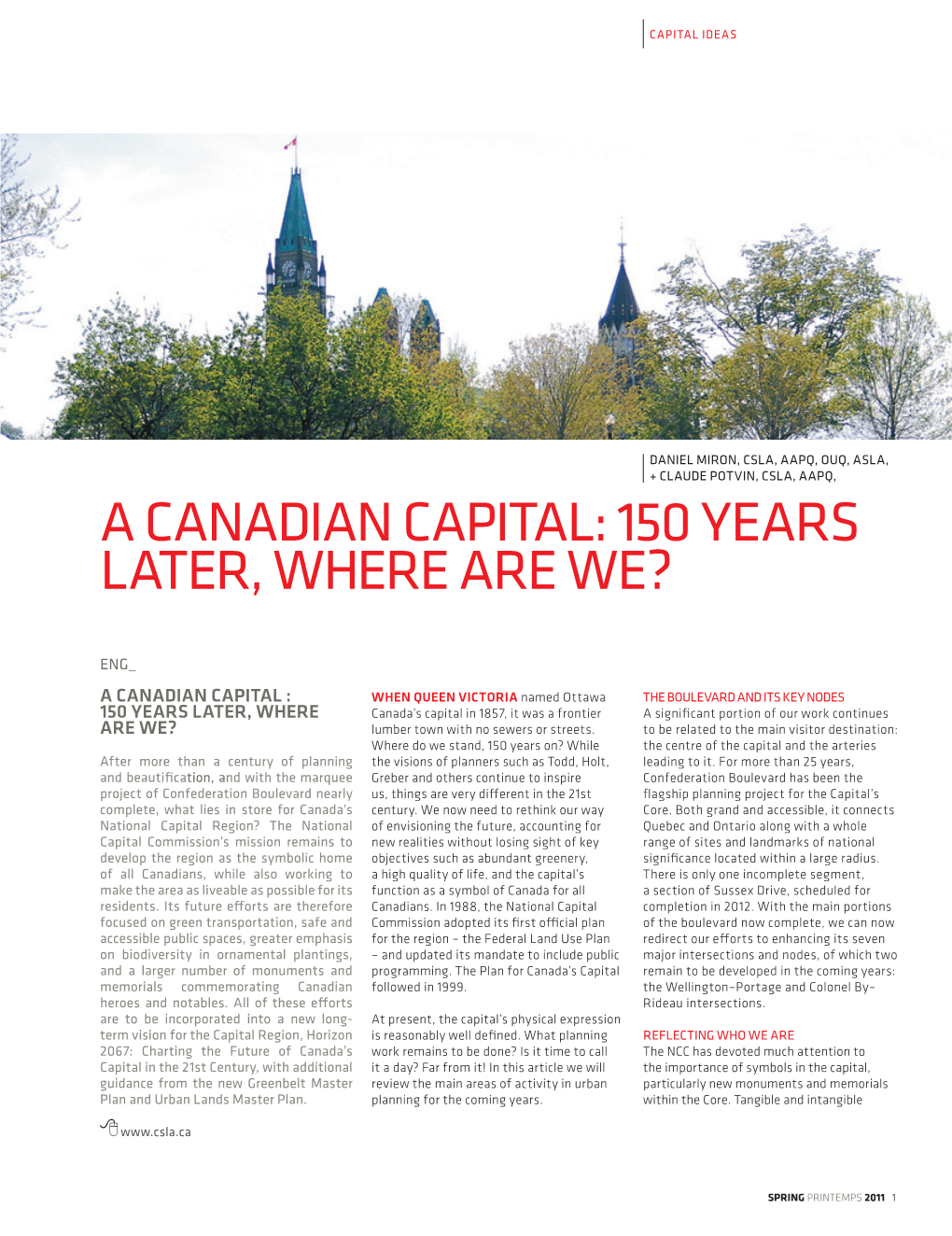 A Canadian Capital: 150 Years Later, Where Are We?