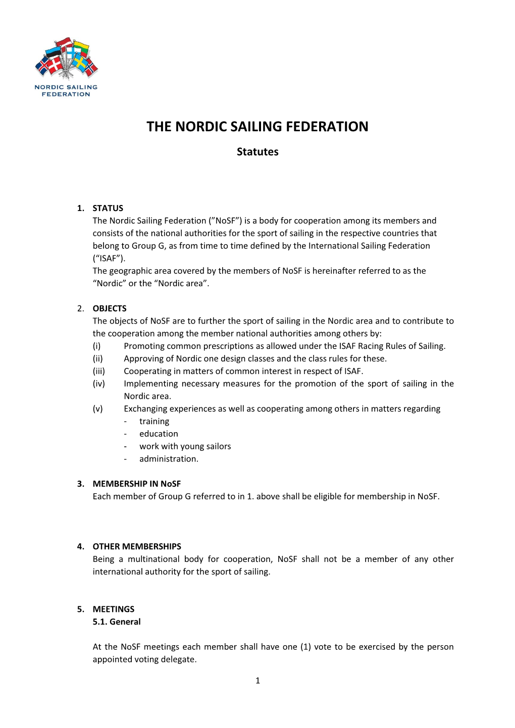 THE NORDIC SAILING FEDERATION Statutes